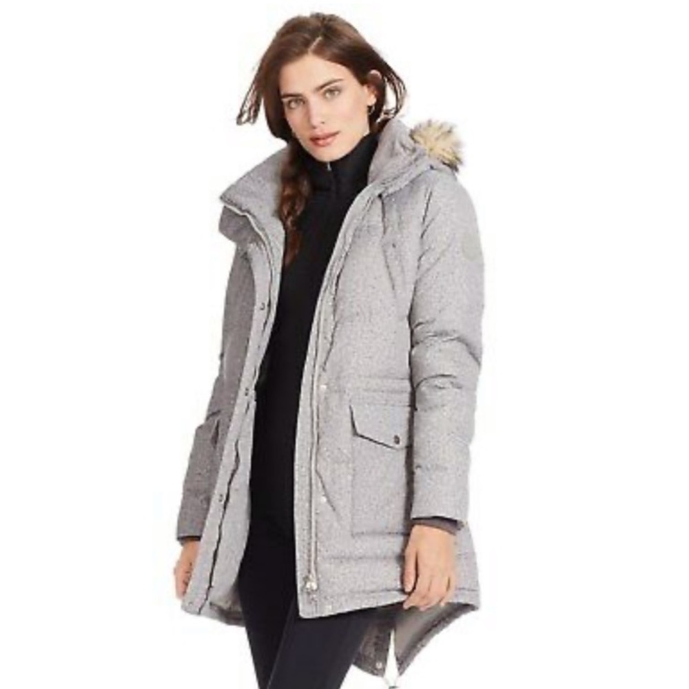 Lauren RALPH LAUREN Gray Tweed Anorak Puffer